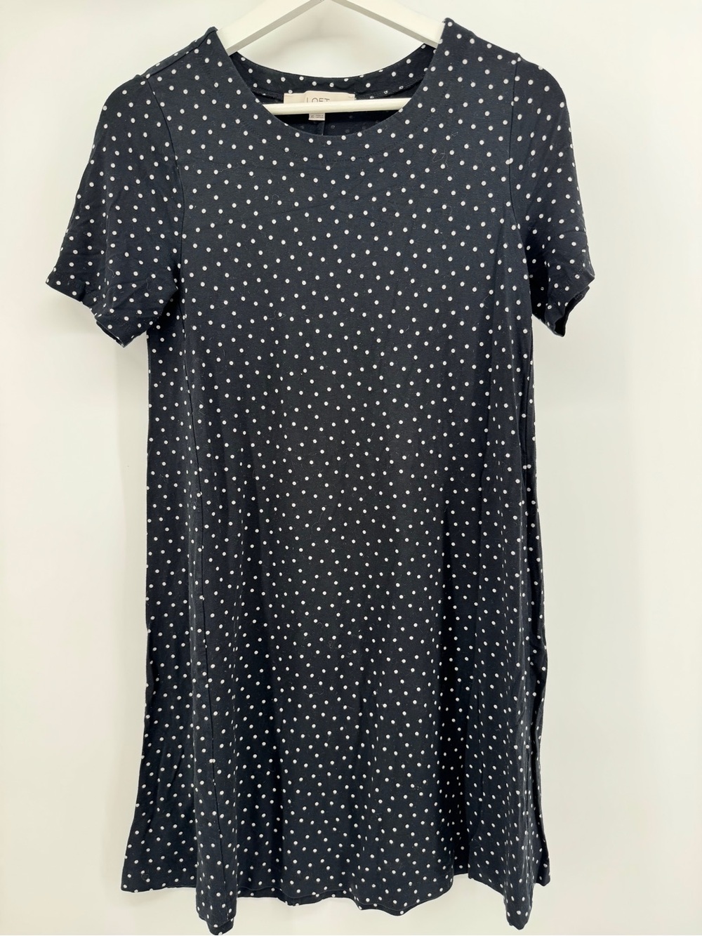Loft Black White Swing Polka Dot T‎ Shirt Dress XS